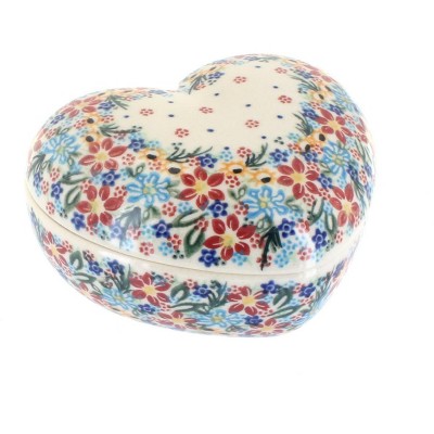 Blue Rose Polish Pottery 124 Vena Large Heart Box