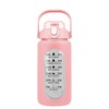 NewHome "34oz Motivational Glass Water Bottle with Time Markers, Straw, Silicone Sleeve & Handle for Gym" Pink - 2 of 4