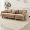 Modern Boucle 3-Seater Sectional Sofa, Sculptural Style Couch with Armrests and Cylindrical Legs, Fabric Couch with Plush Cushion-Coolbibila - 2 of 4