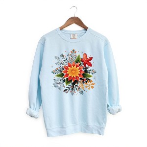 Simply Sage Market Women's  Garment Dyed Graphic Sweatshirt  Winter Plants - 1 of 3