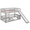 Bunk Bed with Slide,Twin Over Twin Low Bunk Bed with Fence and Ladder for  Kids Teens White - 4 of 4