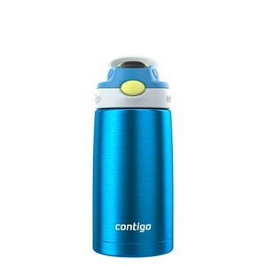 Contigo Kids' 13oz Stainless Steel Painted Blue Poppy Water Bottle Glacier: Toddler Insulated, Spillproof, Leakproof - 1 of 4