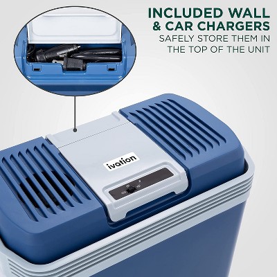 Ivation 24L Blue Electric Thermoelectric Cooler with Wheels