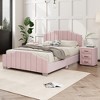 Queen Size Velvet Upholstered Platform Bed with Tufted Headboard and Footboard - 3 of 4