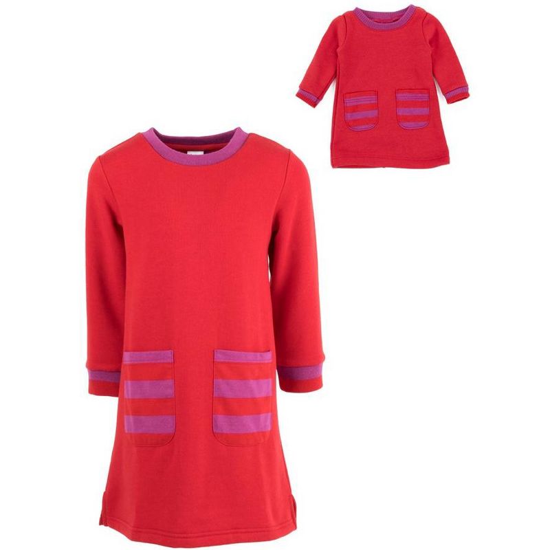 Leveret Girls and Doll Matching Sweatshirt Tunic Dress, 2 of 12