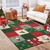 Christmas Patchwork Area Rug, Washable Ultra Thin Non Shedding Low Pile Carpet, Soft Non Slip Holiday Floor Mat for Home, Red/Green - 2 of 4