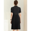 Allegra K Women's Elegant Short Sleeve Ruffle Stand Neck Belted Waist Pleated A Line Midi Dress - 4 of 4