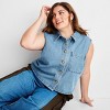 Women's Collared Button-Down Shirt - Future Collective Blue Denim - 3 of 3