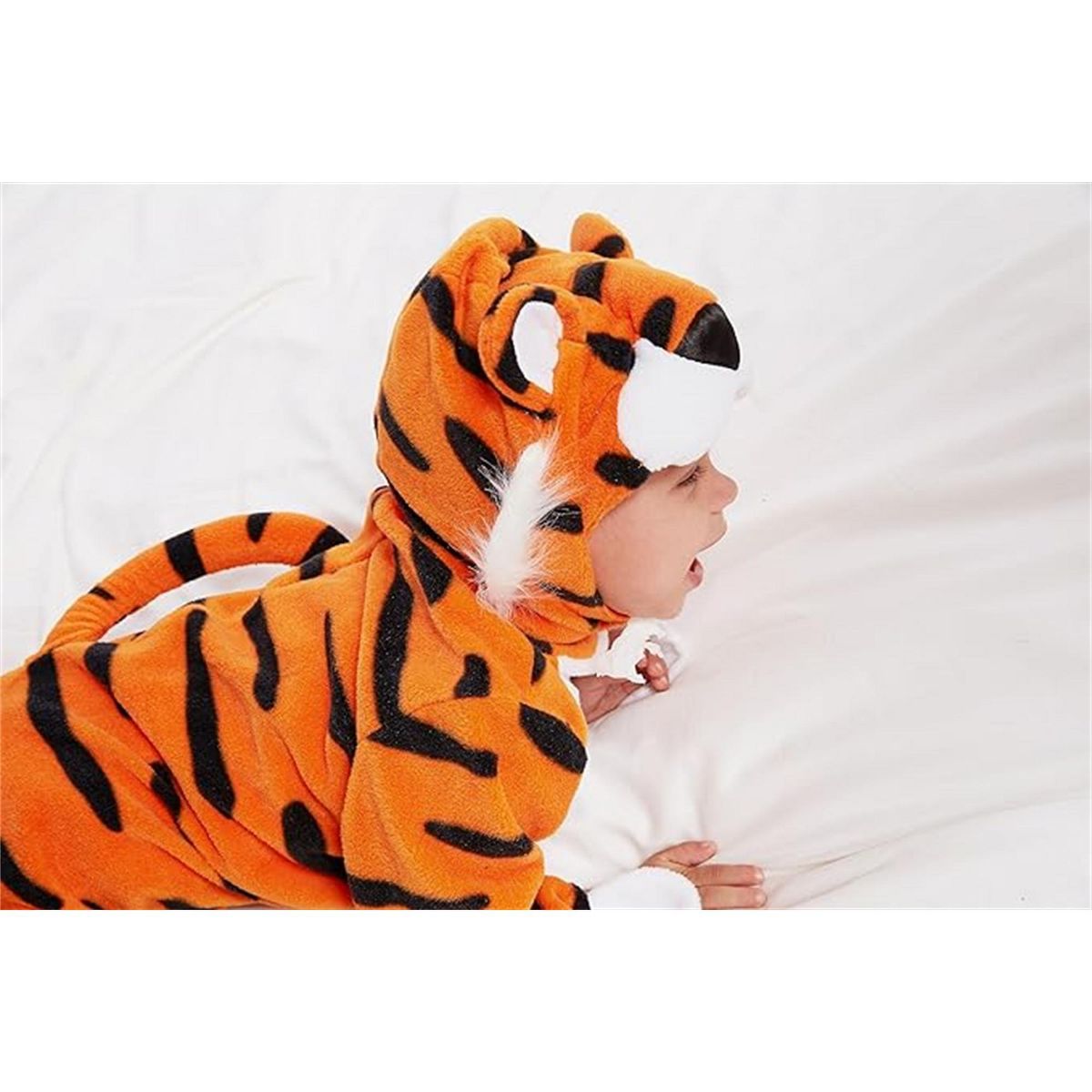 Joyfy Baby Halloween Costume Tiger Jumpsuit with Tail, Toddler One Piece Animal Suit with Hat for Halloween Dress Up Party - thumbnail 5