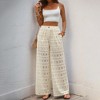 Women's Pants Wide Leg Elastic Waist Lace Hollow Two Side Pockets Oversize Loose Casual - 2 of 4