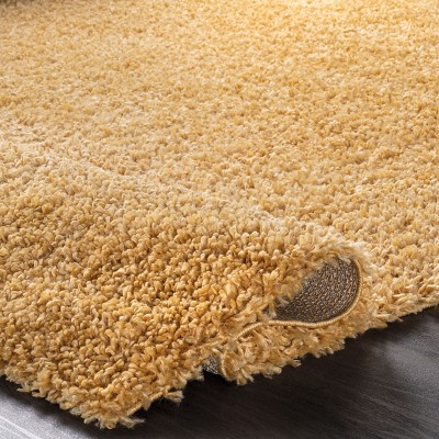 Luxe Soft Yellow Synthetic Shag Rug, 4' x 6', Reversible