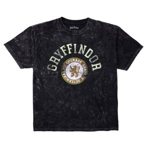 Harry Potter Gryffindor Varsity Men's Blue Vintage Mineral Wash Crew Neck Short Sleeve T-shirt - 1 of 4