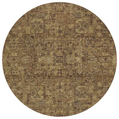 Brown And Taupe Floral Washable Indoor Outdoor Area Rug