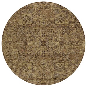 Brown And Taupe Floral Washable Indoor Outdoor Area Rug - 1 of 4