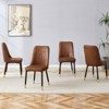 FONTOI 4PCS Modern Dining Chairs with Leather Backrest for Kitchens, Bedrooms, Offices, Brown&Black, 16.3"*35"*17" - 2 of 4