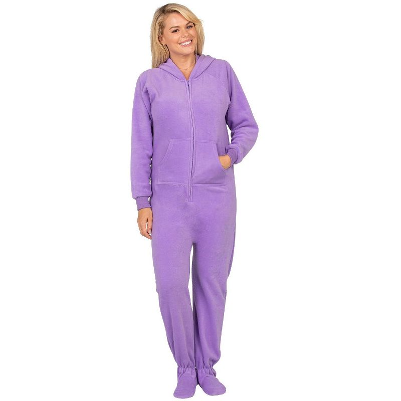 Footed Pajamas - Purple Rain Adult Hoodie Fleece Onesie, 2 of 5