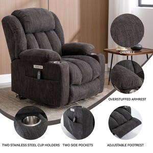 Up to 350 LBS Lift Recliner Chair, Heavy Duty Motion Mechanism with 8-Point Vibration Massage and Lumbar Heating, USB and Type-C Ports - 1 of 4