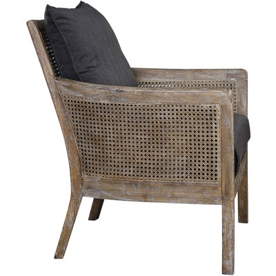 Sandstone Frame with Lush Dark Gray Fabric Coastal Accent Chair