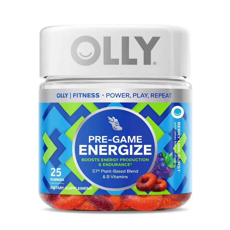OLLY Pre-Game Energy Gluten Free, Plant-Based Gummies Blend with Vitamin B Dietary Supplements - 25ct, 1 of 8