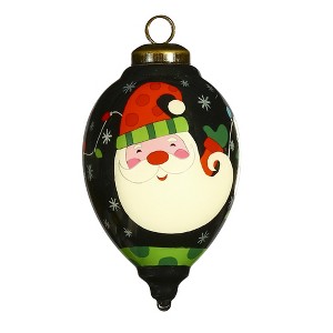 HomeRoots Santa in Holiday Lights Hand Painted Mouth Blown Glass Ornament - 1 of 4