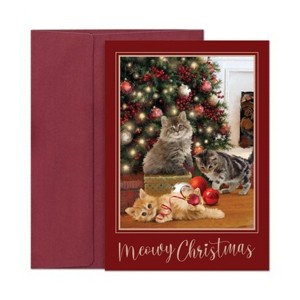 Masterpiece Studios Holiday Collection 16-Count Boxed Christmas Cards with Envelopes, 5.6" x 7.8", Purrfectly Merry (977500) - 1 of 1