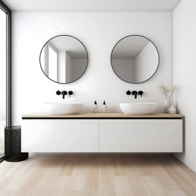 20 Inch Black Aluminum Round Wall Mirror