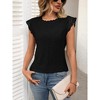 Women's Lace Panel Short Sleeve Tee - Solid Color Crewneck Cropped Top - 3 of 4