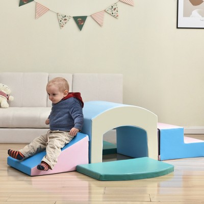 Infurnic Baby Activity Gyms Safe Soft Zone Single-Tunnel Foam Climber Kids, Lightweight Indoor Active Play Structure, Multicolor, 30.26"*24.31"*18.36"