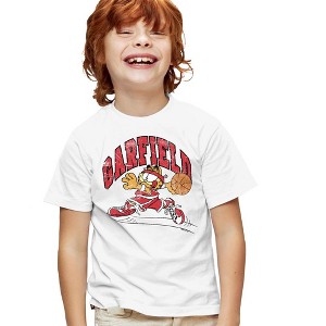 Boys' Garfield Basketball T Shirt White Medium - 1 of 4