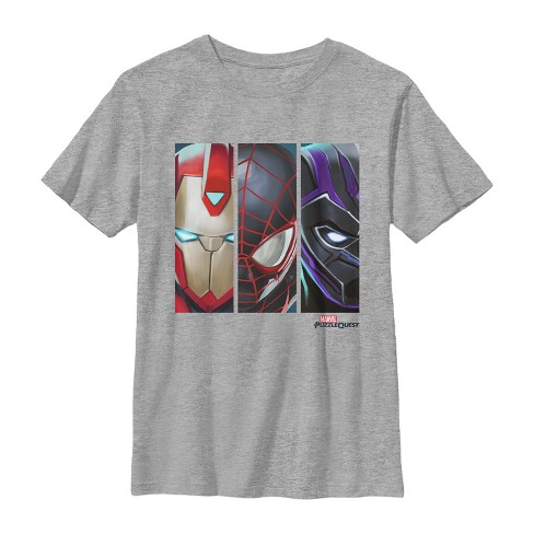 Boy's Marvel Puzzle Quest Masked Trio T-shirt - Athletic Heather ...