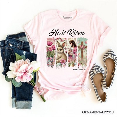 He Is Risen Easter Jesus T-Shirt, Matthew 28:6 Christian Tee for Believers | OrnamentallyYou