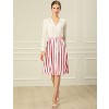 INSPIRE CHIC Women's Stripes Button Front Elastic Back A-Line Midi Skirt - 3 of 4