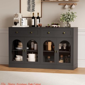 Kitchen 55in Modern Farmhouse Buffet Cabinet,Buffet Cabinet w/ 3 Drawers and 2 Door Cabinets, Versatile Console Table - 1 of 4