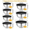 Itopfox 7-Piece Stainless Steel Mixing Bowls with Lids, Nesting Salad Bowls for Kitchen Cooking, Baking, Prepping and Serving Food, Dishwasher Safe - 2 of 4