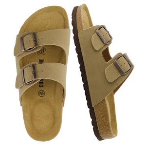 CUSHIONAIRE Lane Cork Footbed Sandals for Women –Comfortable Double Buckle Slip-On with Genuine Suede Footbed & Arch Support Slides for Women Footwear - 1 of 4