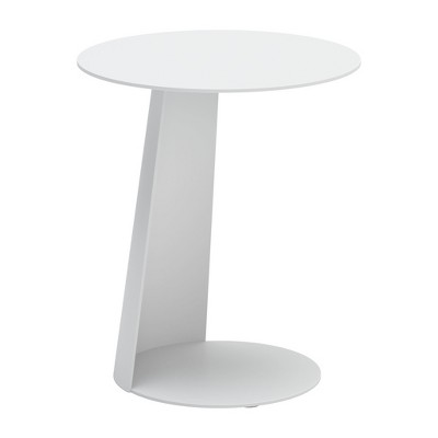 HomeRoots 16" White Aluminum Rounded Outdoor Side Table