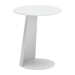 HomeRoots 16" White Aluminum Rounded Outdoor Side Table - 1 of 4