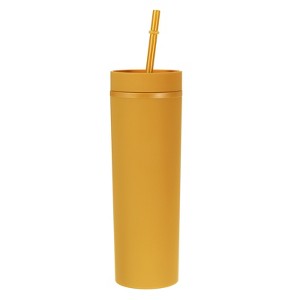 Unique Bargains Skinny Tumbler with Lids and Straws 16 OZ - 1 of 4