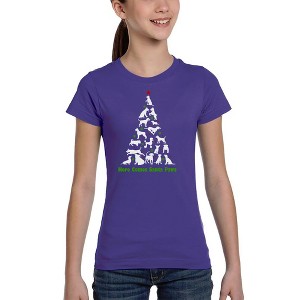 LA Pop Art Here Comes Santa Paws - Girl's Word Art T-Shirt - 1 of 4