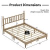 Queen Size Wood Platform Bed, Bed with Gourd-Shaped Retro Headboard and Natural Wood Finish Frame, Wooden Slat Support-Baofuwish - 4 of 4