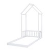 Sturdy Twin-Size Floor Bed featuring a House-Shaped Headboard and Roof, Constructed for Enduring Quality - 2 of 4