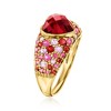 Ross-Simons 2.40 Carat Heart-Shaped Garnet and 2.70 ct. t.w. Multi-Gemstone Ring in 18kt Gold Over Sterling - 3 of 4