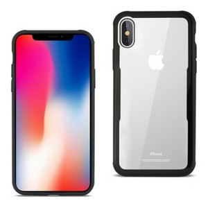 Reiko iPhone X/iPhone XS Hard Glass TPU Case with Tempered Glass Screen Protector in Clear Black - 1 of 4