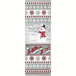 Christmas Door Mat - Washable Non-Slip Snowman Rug, Stain Resistant Foldable Floor Mat for Entryway, Porch, Bedroom, Multiple Sizes & Colors - 1 of 4