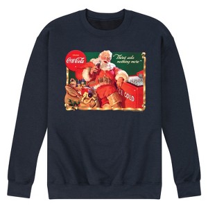 Men's - Coca-Cola - Vintage Santa With Coca Cola Ice Cooler Graphic Fleece Sweatshirt - 1 of 4