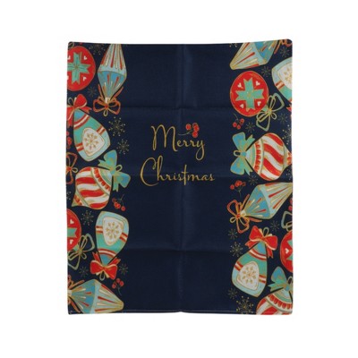 Unique Bargains Dining Chair Slipcovers Light-up Ornaments Pattern Linen Deep Blue 22.83"x19.29" 1 Pc