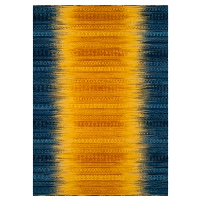 Dark Blue/Yellow Geometric Design Woven Area Rug 5'X8' - Safavieh