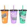 Zak Designs 3pc 25 fl oz Glow in the Dark Nightmare Before Christmas Polypropylene Tumbler Set Purple/Orange/Teal Green - 2 of 4