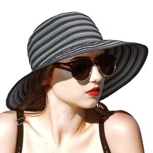 Tirrinia Wide Brim Straw Hat for Women, Stylish UV Sun Protection Beach Travel Hats, Suitable for Outdoor Activities, Garden Party, Beach, Travel - 1 of 4
