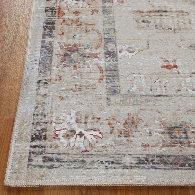 Floral Scroll Non-Slip Machine Washable Indoor Area Rug or Runner by Blue Nile Mills, 3 of 7